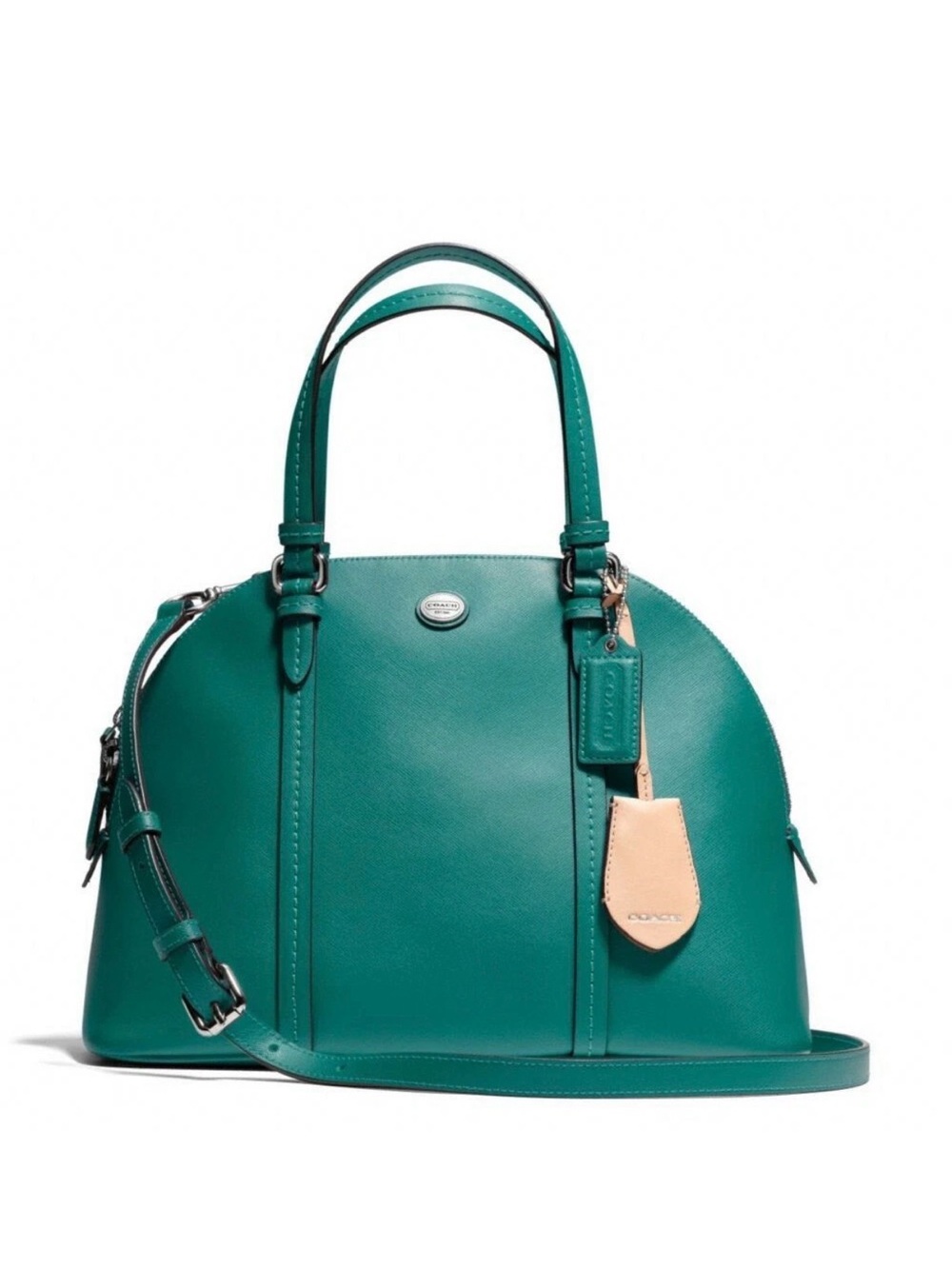 Jade green Coach Peyton leather Cora domed satchel